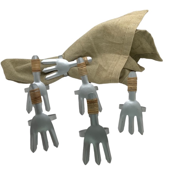 Napkin rings for Gardner silver wood twine set of 6 - Picture 1 of 5